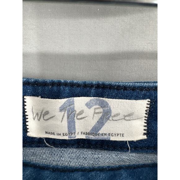 Free People Skirt Womens 12 Blue Denim Mini Snap Front Wrap Stretch Capsule Boho - Picture 2 of 8